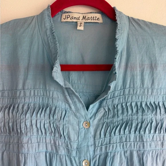 JP and Mattie Pleat Front Button Down 100% Cotton Shirt Size S - Picture 3 of 5